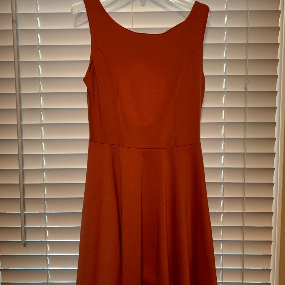 Burnt orange/rust colored skater dress
